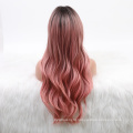 Pink Curly Wig Sexy Women Natural Long Bob Deep Wave Wig Heat Resistant False Hair Closure Virgin Human Hair HD Lace Front Wigs